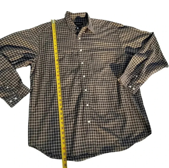Eddie Bauer Men's Brown Plaid 100% Cotton Long Sleeve Shirt Sz Large - Picture 5 of 10
